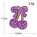 Patch brodé nœud cerise à sequins écusson thermocollant DIY pour vêtements décoration - M1511 violet foncé