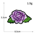 Patch brodé rose violette thermocollant application pour vêtements accessoire 8.5x5.3cm - H0645