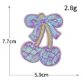 Ecusson cerise noeud sequins brodé accessoire vêtement DIY thermocollant applique décorative. - M1511 violet clair