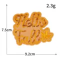 Parche bordado de lentejuelas Hello Fall hoja de arce dorada tela DIY ropa 9.2x7.5cm - M1571
