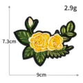 Gelbe Rosen Stickerei Aufnäher, 9x7.3cm Kleidung Applikation Zubehör für Jacken Jeans DIY. - H0673