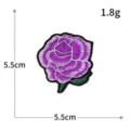 Patch brodé rose violet enchanteur avec adhésif thermocollant, taille 5.5x5.5cm, poids 1.8g. - H0634
