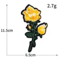 Gelber Rosen bestickter Aufnäher Kleidung Zubehör DIY dekorative Aufbügler 11.5cm - H0523