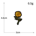 Gelbe Rose bestickt Patch, 4.8x3cm dekorative Stoffaufnäher Applikationen DIY - H0711