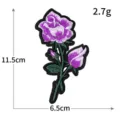 Patch brodé fleur de rose violette thermocollant application, 11,5x6,5cm accessoire vêtement - H0523