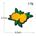 Gelbe Rosen Stickerei Aufnäher, stilvolles Stoff Kleidung Zubehör in 8.5x5.7cm Größe. - H0520