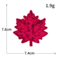 Toppa ricamata con foglia d'acero in paillettes rosse, accessorio lucido 7.8x7.4cm per decorazione. - M1546 rosso rosa