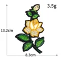 Gelbe Rose bestickter Aufnäher, exquisite Blumen Stoff Applikation für Kleidung Deko. - H0703