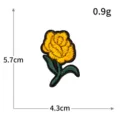 Gelbe Rose bestickter Aufnäher Kleidung Zubehör DIY Abzeichen Applikationen 5.7x4.3cm - H0618