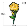 Gelber Rosen Stickerei Aufnäher Kleidung Accessoire DIY dekorative Applikation 9.5x4.5cm - H0547