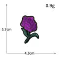 Écusson brodé de rose violette avec colle thermocollante, idéal pour la réparation de vêtements. - H0618
