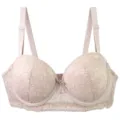 Women lace padded underwire bra push up comfortable lingerie adjustable straps daily wear - Nude