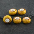 Retro large hole ceramic beads flat spacer beads handmade DIY necklace bracelet material - 9x15mm Hole approx 6mm / Large Hole Beads Glazed Yellow