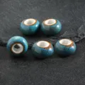 9x15mm Hole approx 6mm / Large Hole Beads Glazed Blue