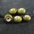 Vintage large hole ceramic beads reactive glaze spacer beads for DIY jewelry making necklaces - 9x15mm Hole approx 6mm / Large Hole Beads Glazed Green