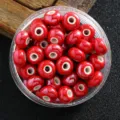 Cuentas de cerámica roja para fabricación de joyas de bricolaje, diámetro de 9 mm - Cuenta de Ábaco Pequeña / Rojo