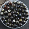 Perles en céramique émaillée en vrac rondes DIY bracelet bijoux accessoires colorés - Perle en glaçure réactive 6 mm (trou env. 2,8-3,0 mm) / Feux d’artifice