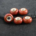 Retro large hole ceramic beads spacer beads for handmade DIY jewelry necklace bracelet making - 9x15mm Hole approx 6mm / Large Hole Flower Glaze Beads (Pink)