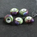 Large hole ceramic beads glazed flat spacer beads for DIY jewelry making bracelets necklaces - 9x15mm Hole approx 6mm / Large Hole Beads (Red inside Green)