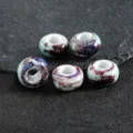 Vintage large-hole ceramic beads, colorful glazed flat spacer beads for DIY jewelry making. - 9x15mm Hole approx 6mm / Imperial Green
