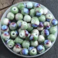 Perles rondes en céramique multicolores 6-12mm perles en vrac pour fabrication de bijoux DIY - Vert avec Rouge