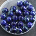Perles rondes en céramique émaillée colorée pour accessoires de fabrication de bijoux DIY - Bleu foncé à glaçure réactive