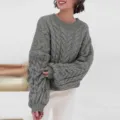 Γυναικείο γκρι πλεκτό πουλόβερ oversized μακρυμάνικο casual ζεστό χειμερινό επάνω μέρος - S / Tops / Γκρι