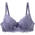 Women's plus size lace push-up bra elegant floral lingerie comfortable undergarment - Purple