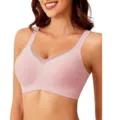 Women seamless wireless bra solid color comfortable V-neck push up daily intimate underwear - Pink