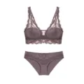 Damen sexy spitze bralette und slip set kabellos lila unterwäsche zweiteiler set neu - S (70ABC) / Lila