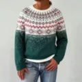Pull-over à manches longues en jacquard nordique pour femme, haut tricoté chaud pour l'hiver. - S / Hauts / Style 9552