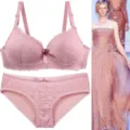 Sexy rosa Spitzen-Lingerie-Set für Damen mit bequemem BH und passendem Slip für Stil. - 75B / Rosa