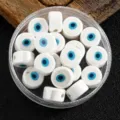 White ceramic evil eye beads spacer charms for DIY jewelry making bracelets and phone chains - White