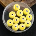 Yellow evil eye ceramic beads for DIY jewelry making, charm bracelets and accessories - Light Yellow