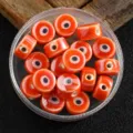 Orange evil eye ceramic beads spacer for DIY jewelry making and bracelet accessories - Orange