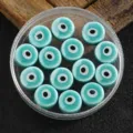 Evil Eye Ceramic Beads Turquoise Round Loose Spacer Beads for DIY Jewelry Making Bracelet 10mm - Pine Blue