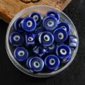 Blue Evil Eye Ceramic Beads 10.6mm DIY Spacer Loose Beads for Bracelet Jewelry Making Supply - Sapphire Blue