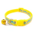 Yellow pet cat collar with cute bubble print, bell, and secure buckle for daily outdoor use. - Yellow