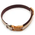 Retro plaid pet collar with quick release buckle and metal D-ring for dogs and cats outdoor. - Coffee