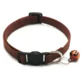 Brown pet collar with bell and buckle for small cats dogs outdoor walking daily use - Coffee