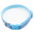 Close-up detail of blue and white plaid pet collar, featuring durable plastic buckle and ring. - Light Blue