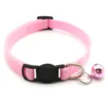 Pink nylon pet cat collar with safety buckle and bell, ideal for small dogs and cats. - Pink