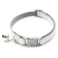 Gray cat collar with cute paw prints, adjustable strap, plastic buckle and a sweet ringing bell. - Gray