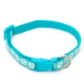 Cute blue pet collar with white paw prints, durable plastic buckle and metal d-ring for lovely cats. - Mint Green