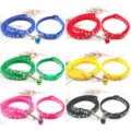 Cute pet collar and leash set with bone print and bell, available in multiple bright colors. - Multicolor