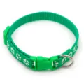 Green Pet Dog Collar Cute Paw Print Cat Collar Nylon Material Outdoor Walking Safety Collar - Size S, Width 1.0cm, Adjustable 17-26cm / Green