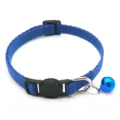 Blaues Nylon Katzenhalsband mit Glocke, verstellbare Schnalle und Metallring für Haustiere. - Blau
