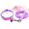 Purple pet collar and leash set with bell, durable webbing for small dogs and cats walk. - Light Purple
