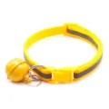 Reflective pet collar with cute yellow bell and secure plastic buckle for cats and small dogs. - Yellow