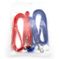 Dog leash and collar set with cute paw prints, durable nylon material, for small dogs. - Red+Blue